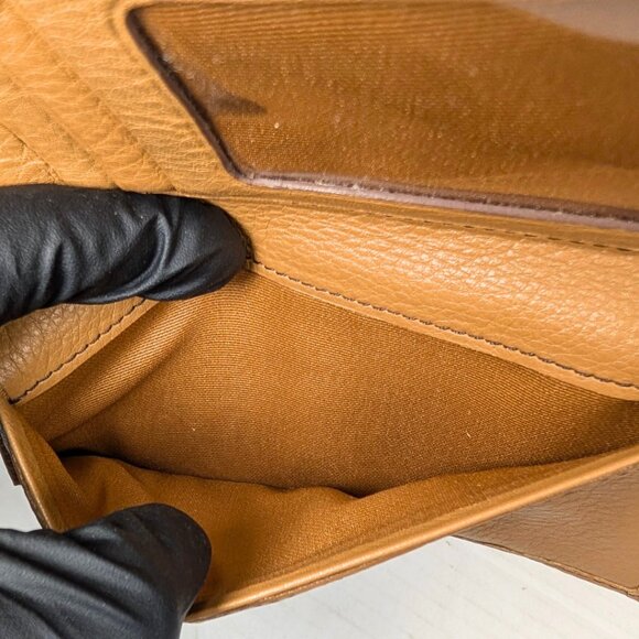 Talbots Leather Tan Camel Folding Soho Flap Wallet Checkbook Coin ID - Picture 10 of 11